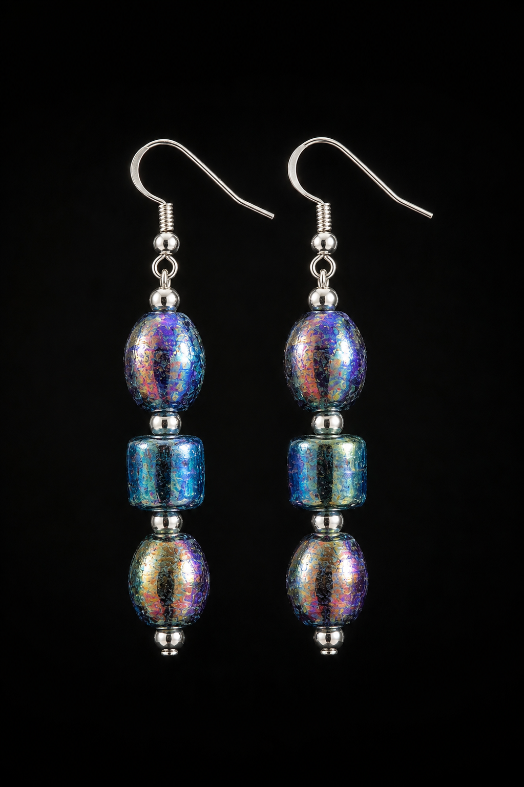 Handcrafted iridescent earrings